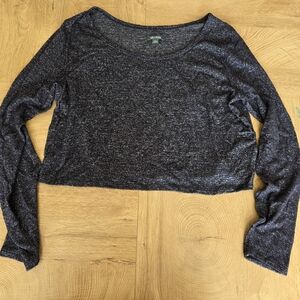 Wild Fable Charcoal Long Sleeve Crop Top